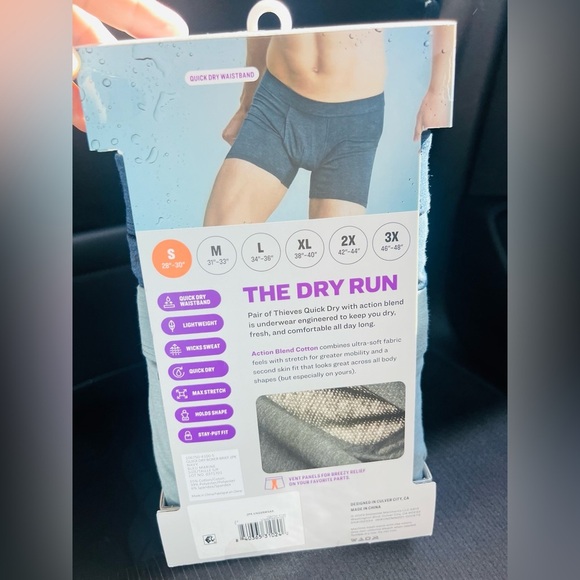 Pair of Thieves Men's Quick Dry Action Blend Cotton Boxer Briefs 2 pack size S - Picture 2 of 2